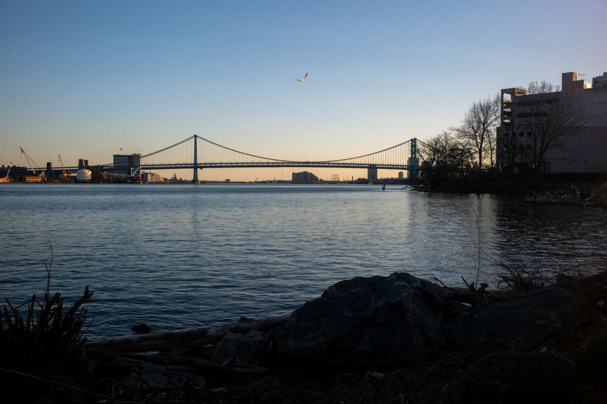 The Delaware River as seen from Penn Treaty Park in Philadelphia, Pennsylvania, on March 26, 2023.