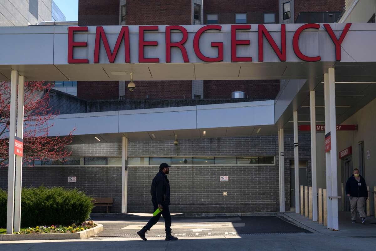 A view outside the emergency and trauma center at Penn Presbyterian Medical Center in Philadelphia, Pennsylvania, on March 16, 2023.