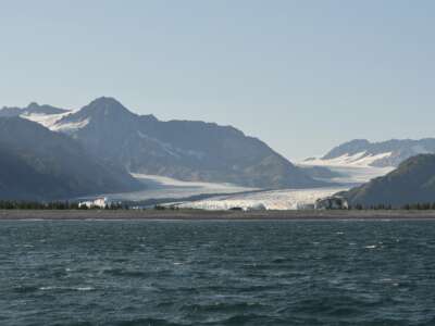 Bear Glacier is seen in the Kenai Fjords National Park on September 1, 2015 in Seward, Alaska.