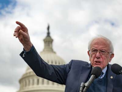 Sen. Bernie Sanders (I-Vermont) speaks during a news conference on Capitol Hill in Washington, D.C., on May 4, 2023.