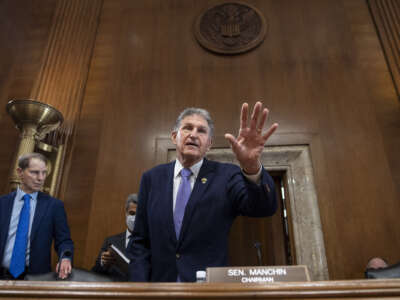 Senate Committee on Energy and Natural Resources Chair Joe Manchin arrives for a hearing on Capitol Hill on September 29, 2022 in Washington, D.C.