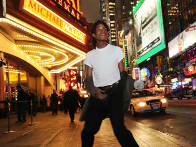 Jordan Neely impersonates Michael Jackson during a street performance