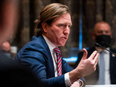 Former Cybersecurity and Infrastructure Security Agency Director Chris Krebs testifies before a Senate Homeland Security and Governmental Affairs hearing in the Dirksen Senate Office Building on December 16, 2020, in Washington, D.C.