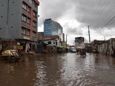A flooded street in Antananarivo, Madagascar, on January 25, 2023.