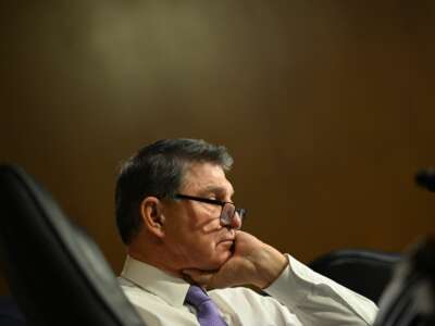 Sen. Joe Manchin looks on during a Senate Appropriations Committee hearing on the 2024 proposed budget on Capitol Hill in Washington, D.C., on May 16, 2023.