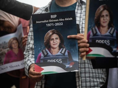 Protest At The Killing Of Al Jazeera Reporter Shireen Abu Akleh In London