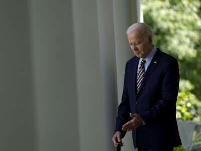 President Joe Biden arrives at an event in the Rose Garden of the White House on May 11, 2023, in Washington, D.C.