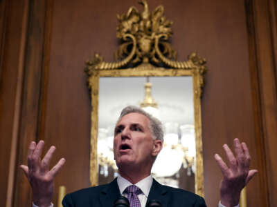 Speaker of the House Kevin McCarthy holds a news conference after the House passed The Fiscal Responsibility Act of 2023 in the Rayburn Room at the U.S. Capitol on May 31, 2023, in Washington, D.C.