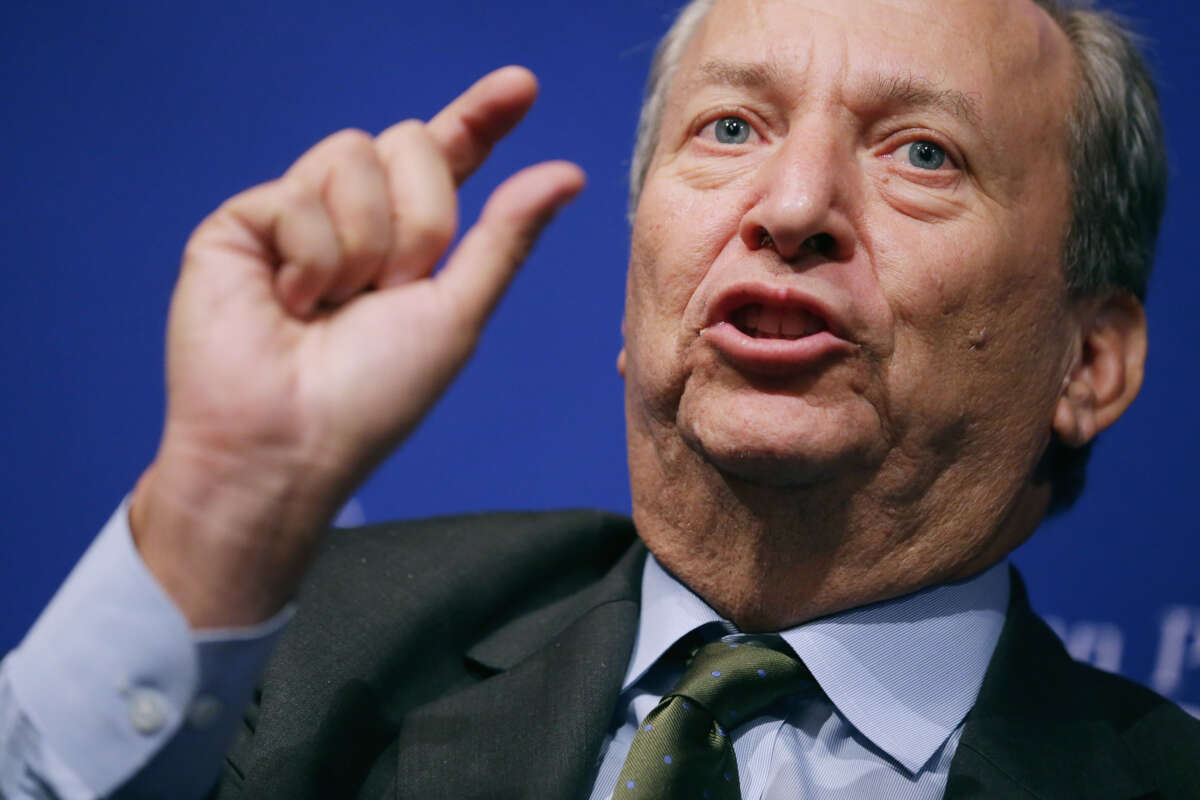 Former Treasury Secretary Larry Summers addresses a conference in the Astor Ballroom of the St. Regis Hotel on October 24, 2013, in Washington, D.C.