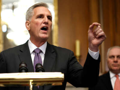 Speaker of the House Kevin McCarthy holds a news conference after the House passed the Fiscal Responsibility Act of 2023 in the U.S. Capitol on May 31, 2023, in Washington, D.C.