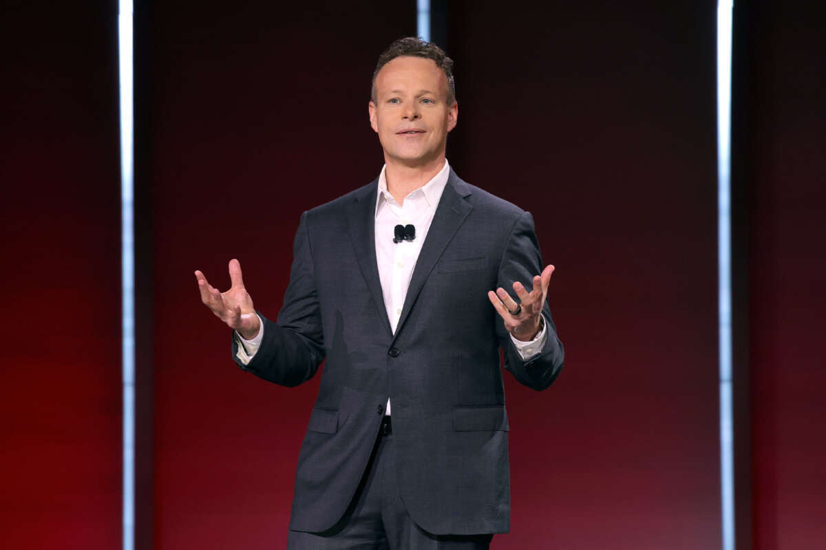 Chris Licht, Chairman and CEO of CNN Worldwide, speaks onstage during the Warner Bros. Discovery Upfront 2023 at The Theater at Madison Square Garden on May 17, 2023, in New York City.