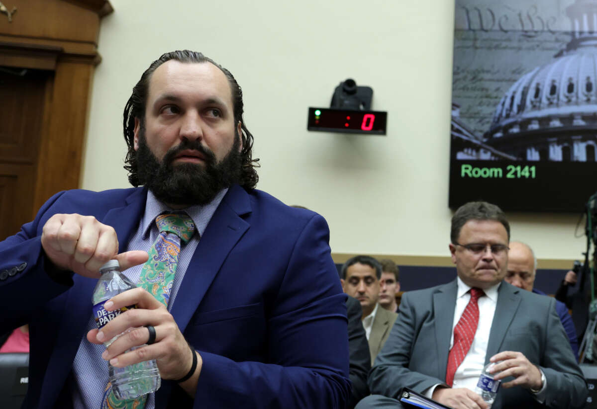 Suspended FBI special agent Garret O’Boyle waits for the beginning of a hearing before the Select Subcommittee on the Weaponization of the Federal Government of the House Judiciary Committee at Rayburn House Office Building on May 18, 2023, on Capitol Hill in Washington, D.C.