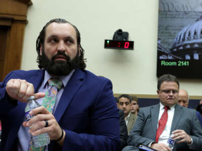 Suspended FBI special agent Garret O’Boyle waits for the beginning of a hearing before the Select Subcommittee on the Weaponization of the Federal Government of the House Judiciary Committee at Rayburn House Office Building on May 18, 2023, on Capitol Hill in Washington, D.C.