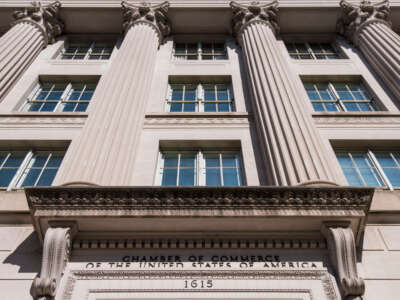 The Chamber of Commerce of the United States of America building facade is pictured in Washington, D.C., on October 20, 2017.