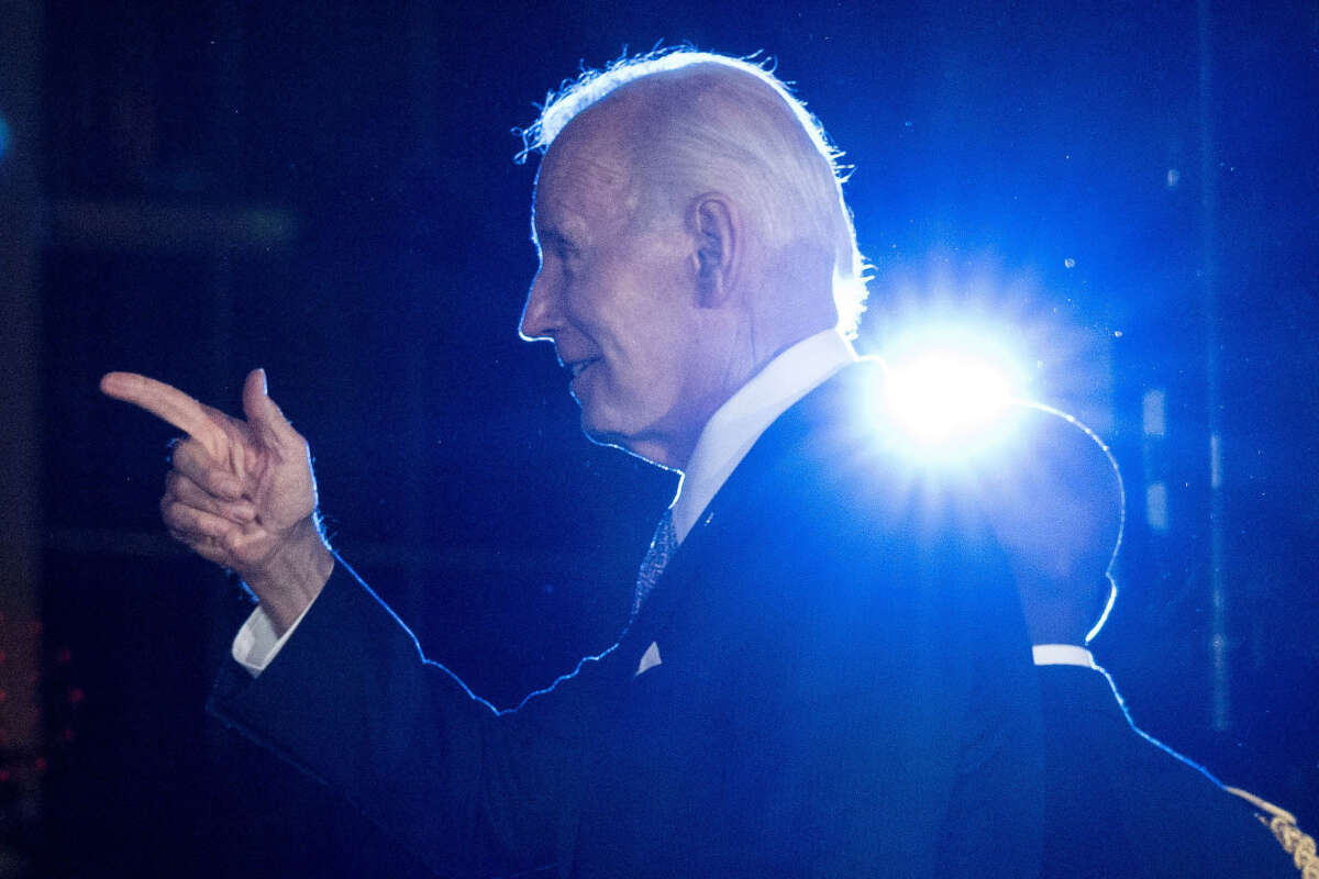 President Joe Biden gestures after speaking during a Juneteenth concert on the South Lawn of the White House in Washington, D.C., on June 13, 2023.