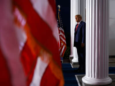 Former President Donald Trump prepares to speak at the Trump National Golf Club on June 13, 2023, in Bedminster, New Jersey.