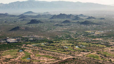 The Pascua Yaqui reservation, with a casino and golf course, lower left. Arizona Republicans introduced a bill in 2020 to bar tribes from renewing casino licenses if they had unresolved water rights litigation with the state. The measure failed.