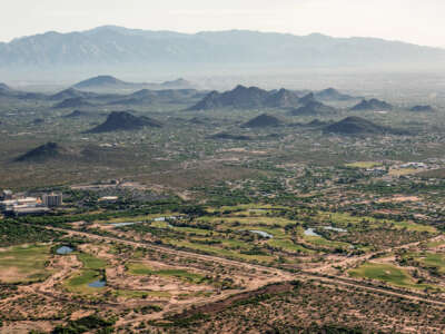 The Pascua Yaqui reservation, with a casino and golf course, lower left. Arizona Republicans introduced a bill in 2020 to bar tribes from renewing casino licenses if they had unresolved water rights litigation with the state. The measure failed.