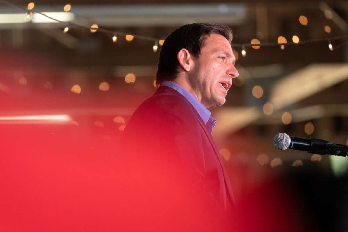 Presidential candidate and Florida Governor Ron DeSantis speaks to a crowd on June 2, 2023, in Gilbert, South Carolina.