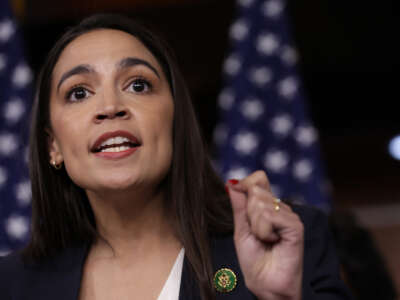 Rep. Alexandria Ocasio-Cortez speaks during a news conference at the U.S. Capitol on May 24, 2023, in Washington, D.C.