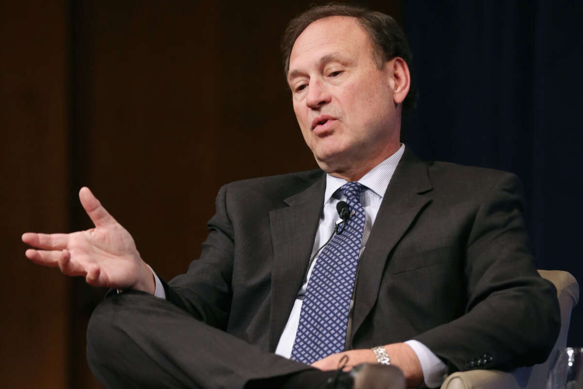 Supreme Court Associate Justice Samuel Alito speaks during the Georgetown University Law Center's third annual Dean's Lecture to the Graduating Class in the Hart Auditorium in McDonough Hall on February 23, 2016, in Washington, D.C.