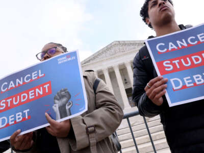 Student loan borrowers and advocates gather for the People's Rally To Cancel Student Debt during the Supreme Court hearings on Student Debt Relief on February 28, 2023, in Washington, D.C.