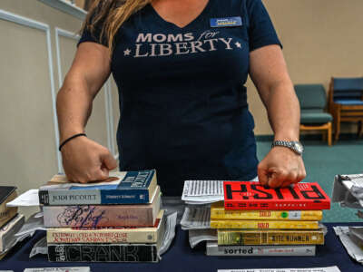 Jennifer Pippin, president of the Indian River County chapter of Moms for freedom, attends Jacqueline Rosario's campaign event in Vero Beach, Florida, on October 16, 2022.