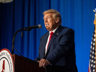 Former President Donald Trump speaks during the New Hampshire Federation of Republican Women's Lilac Luncheon on June 27, 2023, in Concord, New Hampshire.