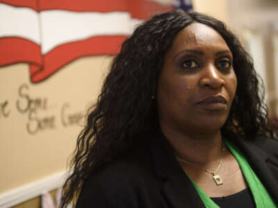 Jennifer Bates stands for a portrait at the Retail, Wholesale and Department Store Union (RWDSU) office in Birmingham, Alabama on March 26, 2021.