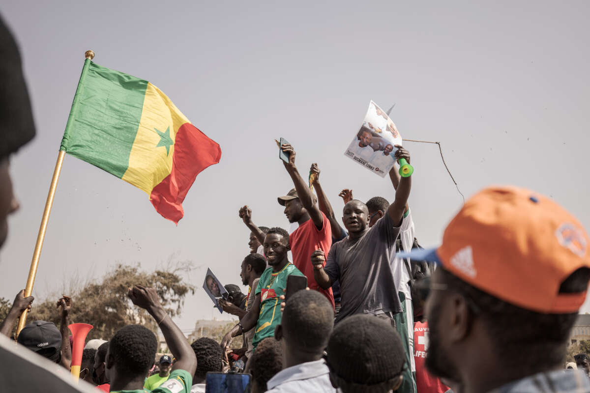 Thousands of supporters of Senegalese opposition leader Ousmane Sonko rally in Dakar, Senegal, on March 14, 2023.