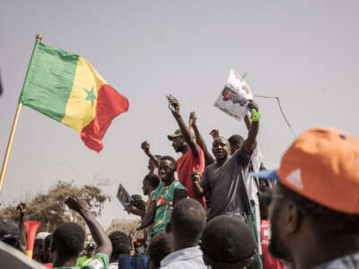 Thousands of supporters of Senegalese opposition leader Ousmane Sonko rally in Dakar, Senegal, on March 14, 2023.