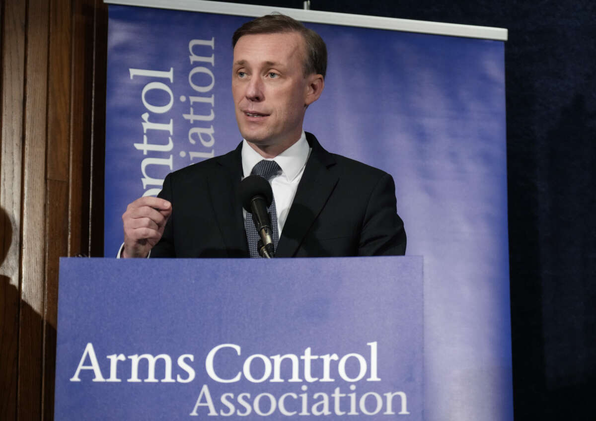 White House National Security Advisor Jake Sullivan speaks during the annual meeting of the Arms Control Association at the National Press Club on June 2, 2023 in Washington, D.C.