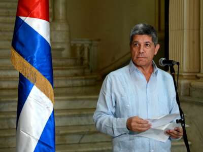 Cuban Foreign Vice Minister Carlos Fernandez de Cossio speaks during a press conference at the Ministry of Foreign Affairs in Havana on June 8, 2023. Cuba rejected as "mendacious and unfounded" information published in the U.S. press about an alleged agreement between Beijing and Havana to install a Chinese espionage base on the island.