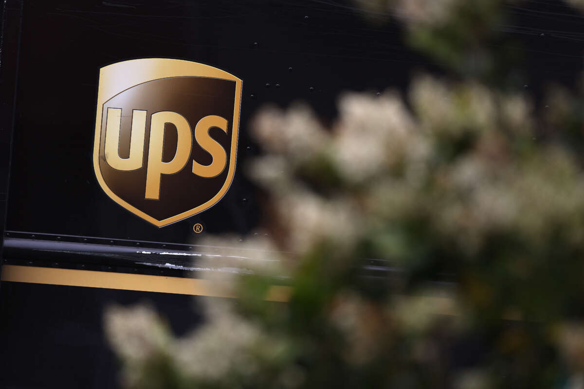 The UPS logo is displayed on a delivery truck on June 12, 2023, in San Francisco, California.