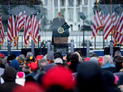 Then-President Donald Trump speaks to supporters from The Ellipse near the White House on January 6, 2021, in Washington, D.C.