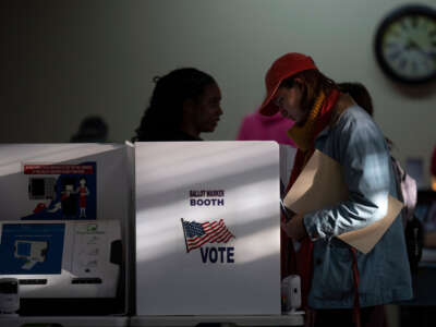 People vote at a polling location at Indianola Church of Christ on Election Day on November 8, 2022, in Columbus, Ohio.