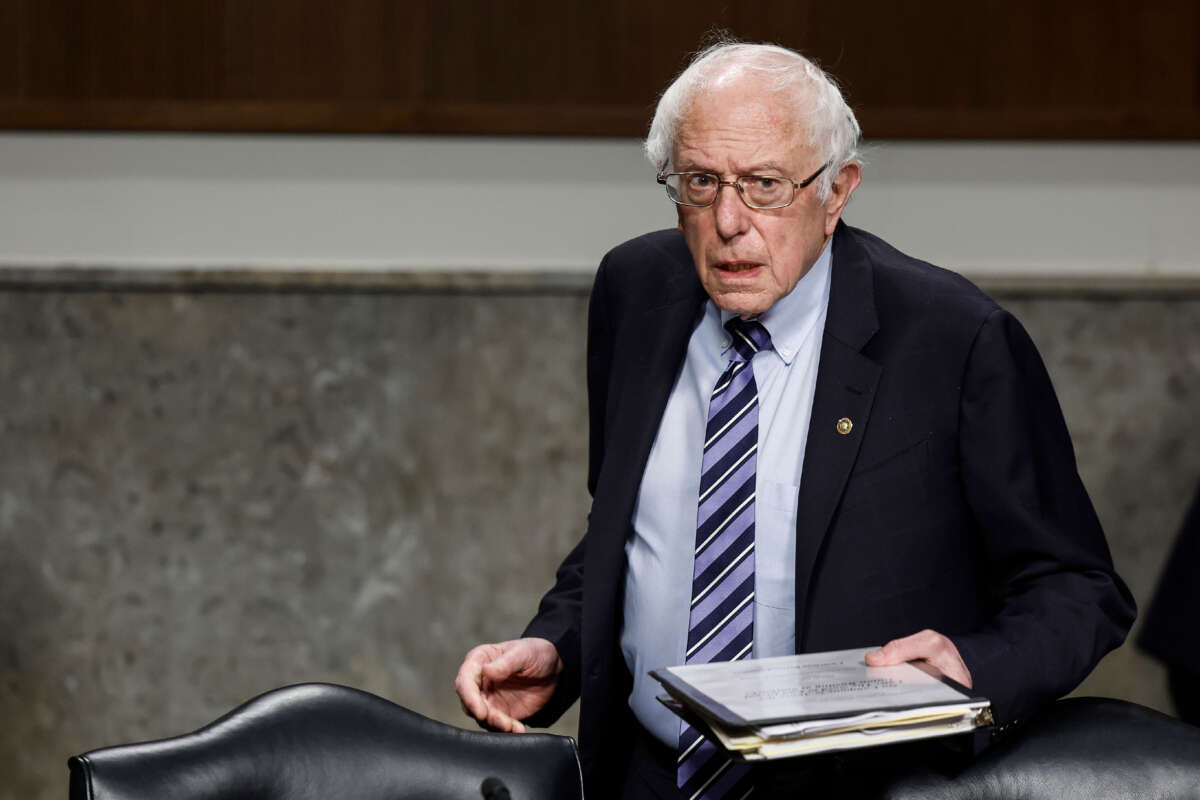 Senate Health, Education, Labor, and Pensions Committee Chairman Bernie Sanders arrives to a hearing in the Dirksen Senate Office Building on Capitol Hill on March 29, 2023, in Washington, D.C.