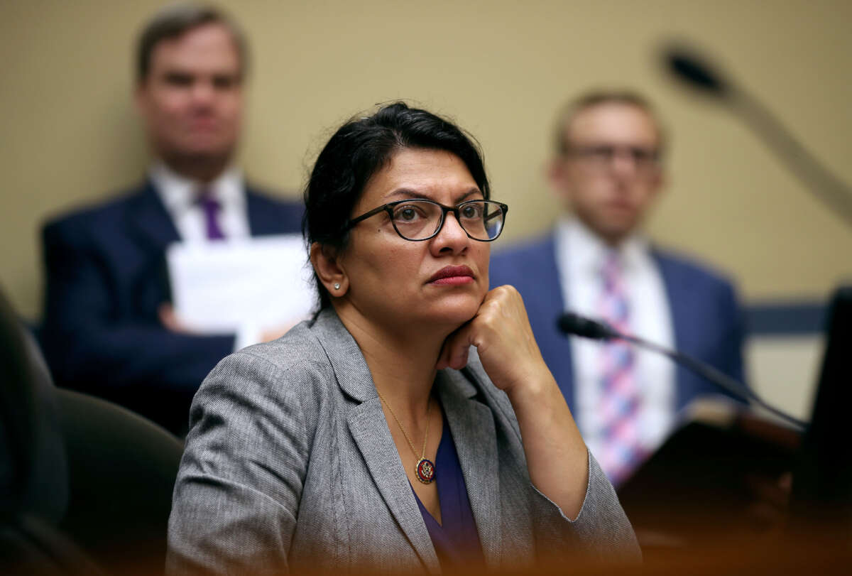 Rep. Rashida Tlaib listens during testimony before the House Oversight and Reform Committee on July 18, 2019, in Washington, D.C.