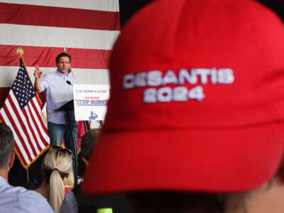 Florida Gov. Ron DeSantis speaks at a fundraiser on July 15, 2023, in Ankeny, Iowa.