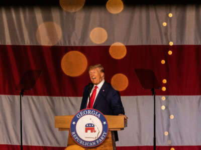 Former President Donald Trump speaks at the Georgia Republican Party's 2023 State Convention in Columbus, Georgia, on June 10, 2023.