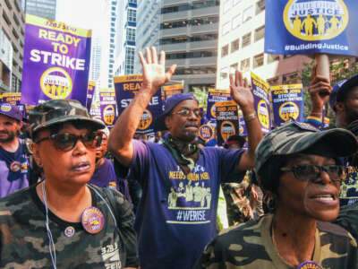 Thousands of SEIU 32BJ janitors from across the Mid-Atlantic region took to the streets to demand fair contracts, vowing to strike if their demands weren't met in Philadelphia, Pennsylvania, on September 26, 2019.