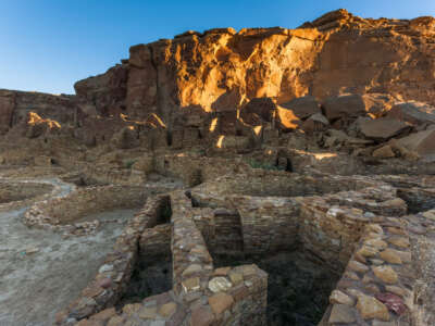 Pueblo Bonito is pictured in Chaco Culture National Historical Park in New Mexico. Pueblo Bonito, the largest of the great houses, has hundreds of rooms and dozens of kivas, which have long been used by Pueblo tribes for ceremonial and social purposes.