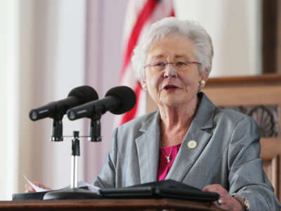 Gov. Kay Ivey speaks at a swearing-in ceremony at the state capitol in Montgomery, Alabama, in October, 2017.
