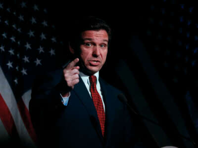 Florida Gov. Ron DeSantis speaks at the Midland County Republican Party Dave Camp Spring Breakfast on April 6, 2023, in Midland, Michigan.