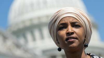 U.S. Rep. Ilhan Omar speaks during a press conference with family members of Palestinian-American journalist Shireen Abu Akleh outside the U.S. Capitol in Washington, D.C., on May 18, 2023.