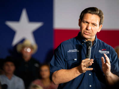 Gov. Ron DeSantis speaks during a campaign rally