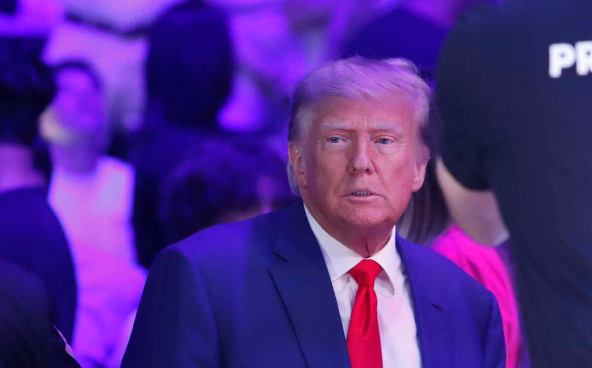 Former U.S. President Donald Trump attends UFC 290 at T-Mobile Arena on July 8, 2023 in Las Vegas, Nevada.