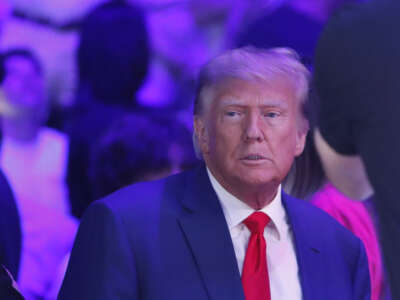 Former U.S. President Donald Trump attends UFC 290 at T-Mobile Arena on July 8, 2023 in Las Vegas, Nevada.