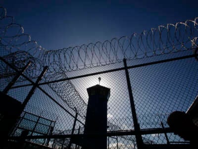 Pelican Bay State Prison in Crescent City, California is surrounded by razor wire, tall fences and towers manned by guards with rifles on October 13, 2012.