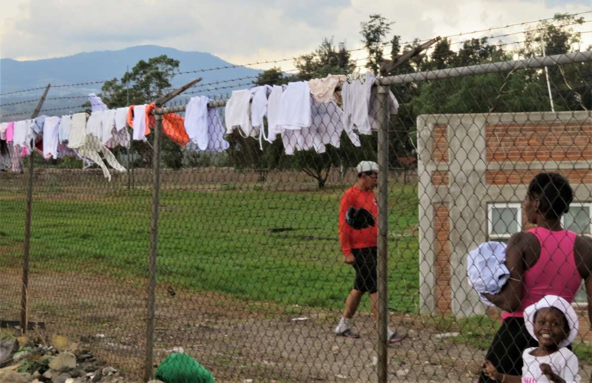 The government-run migrant shelter in Tlahuac, to the far south of Mexico City.